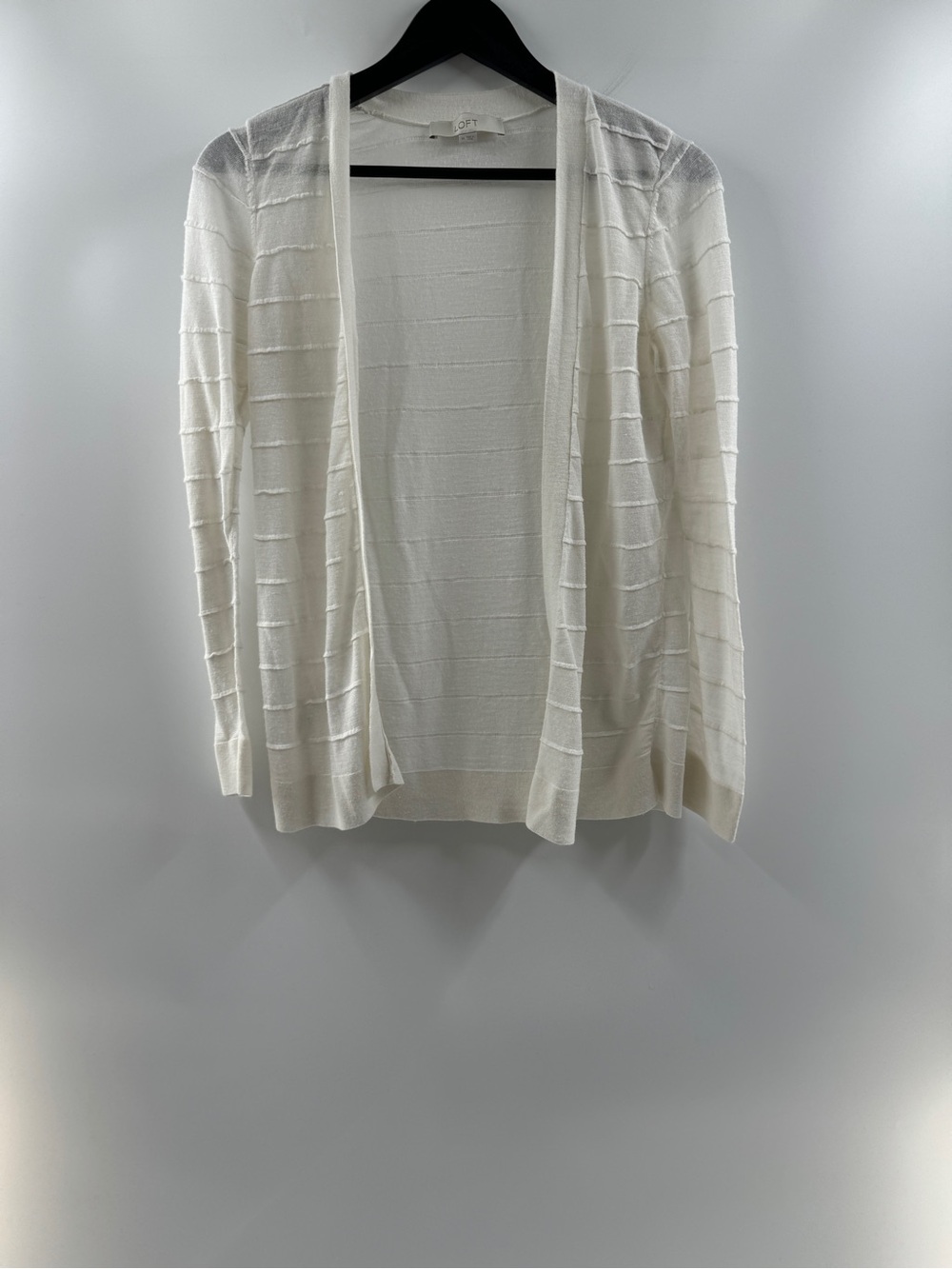 LOFT White Sheer Open Front Lightweight Cardigan Womenโs Medium